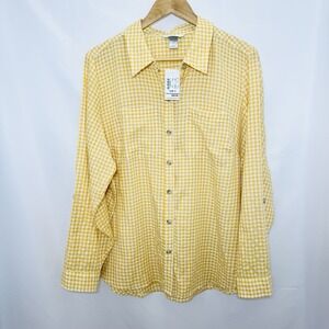 CJ Banks Blouse Women's 1X Yellow Gingham Check Cottagecore Spring Summer